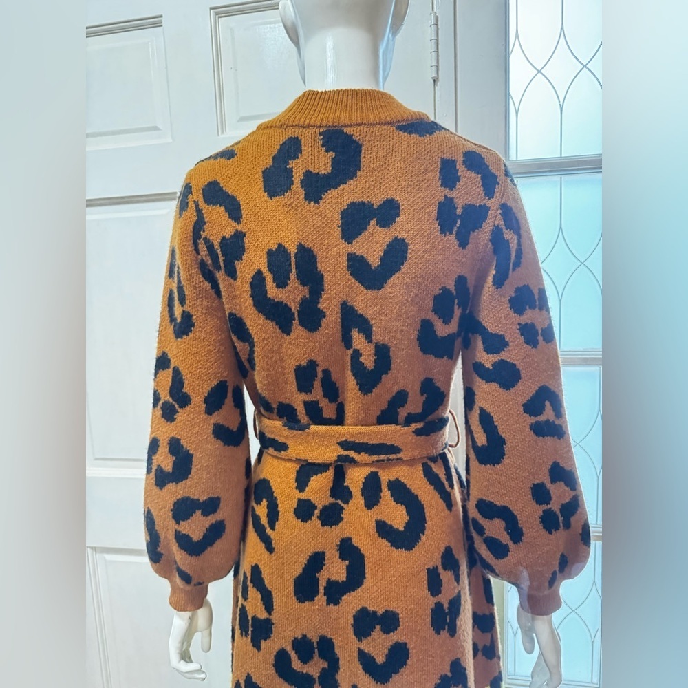 FARM RIO X ANTHROPOLOGIE Leopard Colorblock SWEATER DRESS- SIZE SMALL - Picture 9 of 14